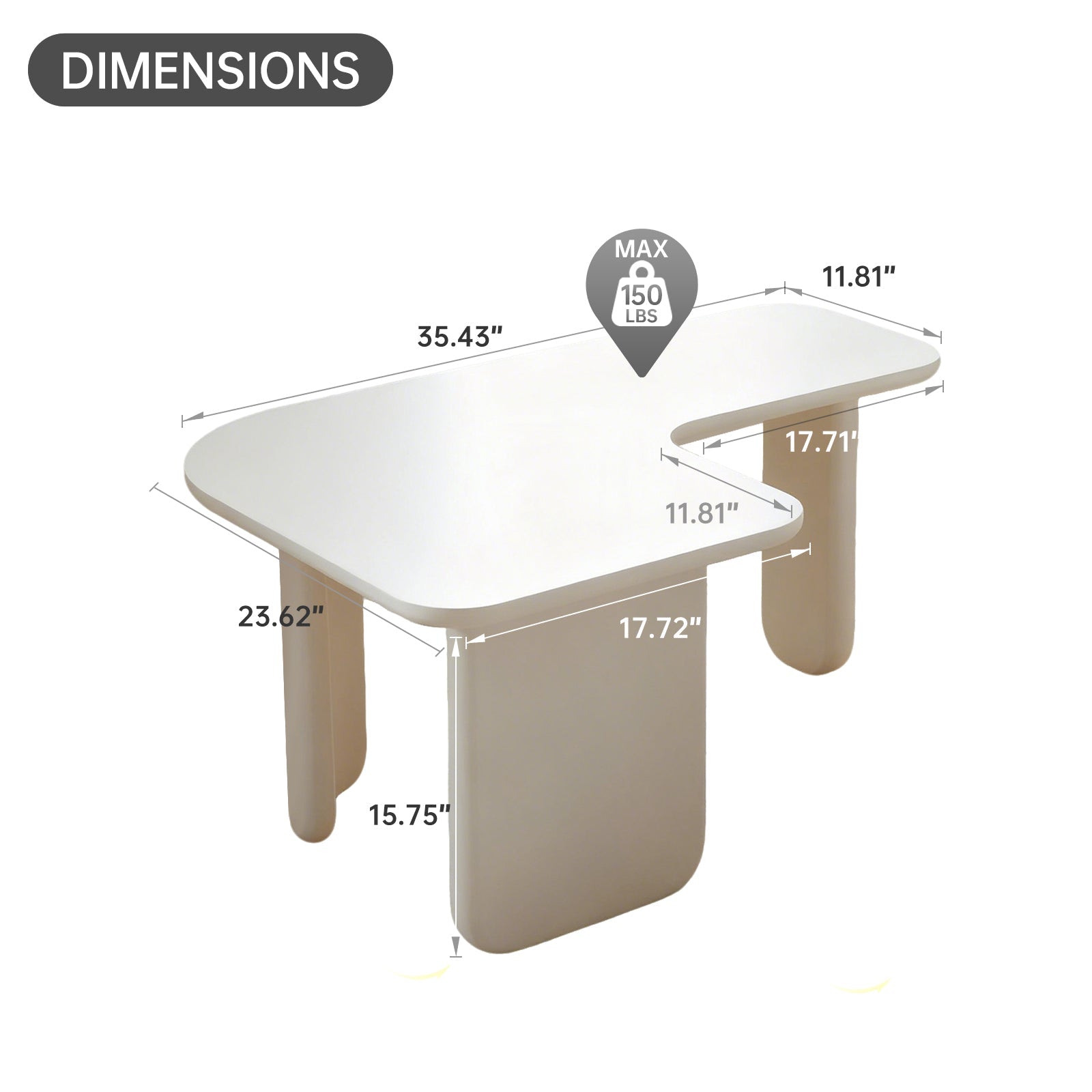 35.43' L-Shape Modern Coffee Table