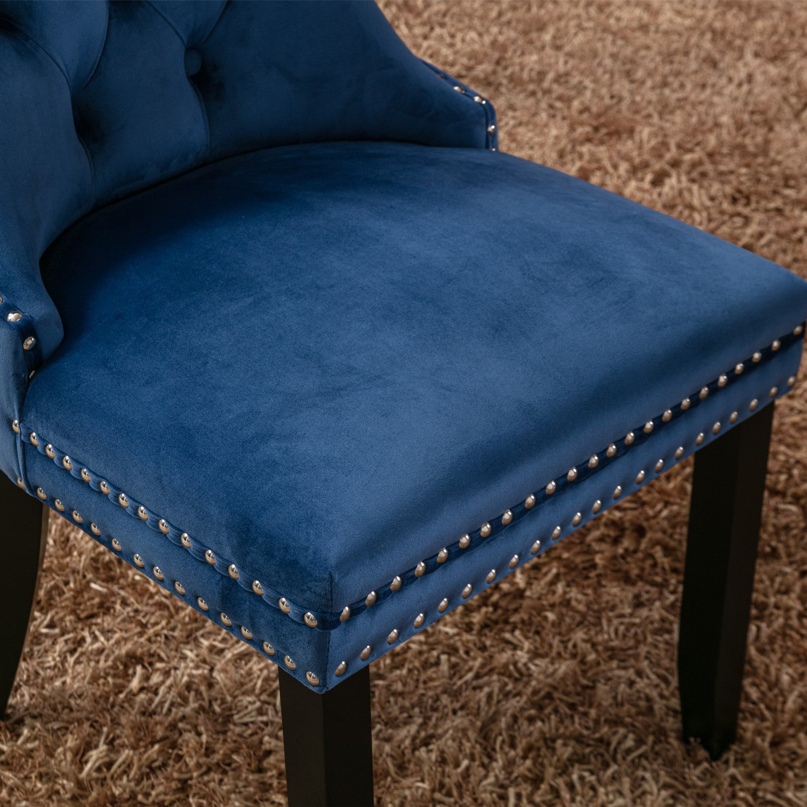 Modern High-end Tufted Solid Wood Velvet Dining Chair(Set of 2)