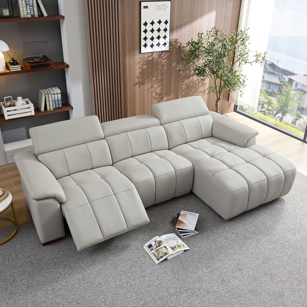 Modern Electric Control Genuine Leather L Shaped Couch