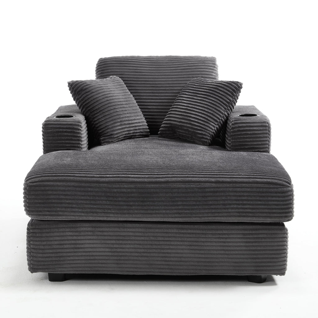 Corduroy Upholstered Chaise Lounge Sofa