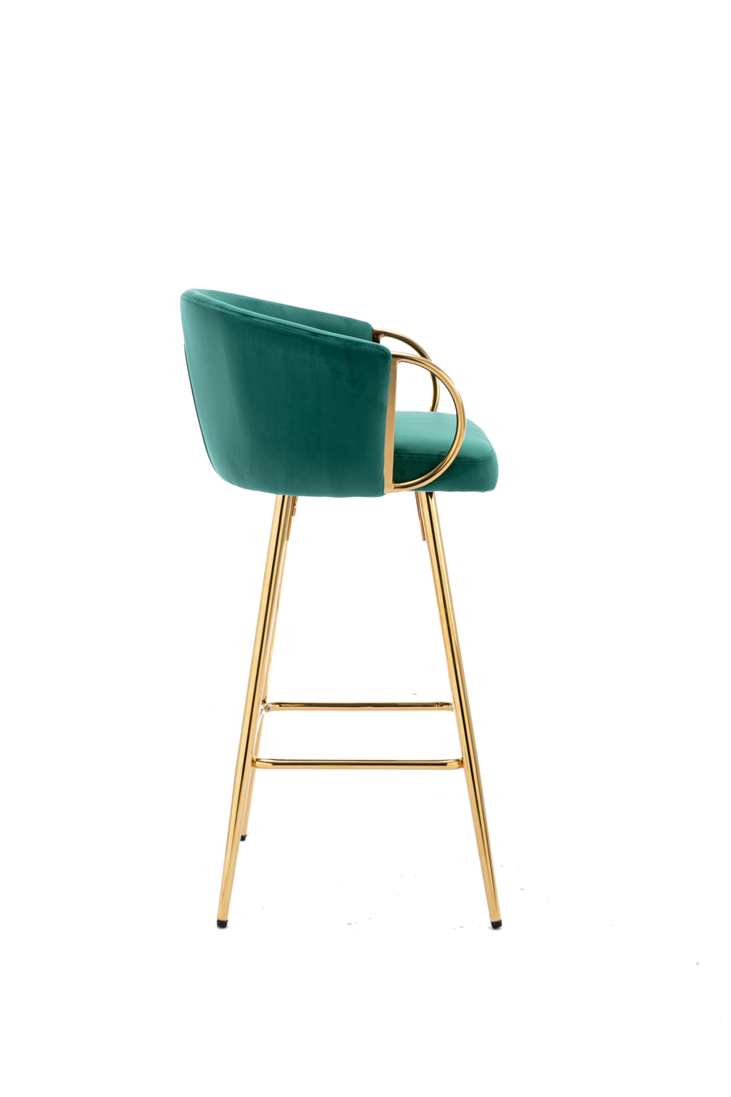 Velvet Bar Stools with Chrome Footrest and Base（Set of 2)