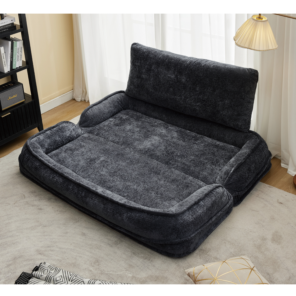 2-in-1 Extra Large Chenille Floor Couch Loveseat for Humans & Dogs