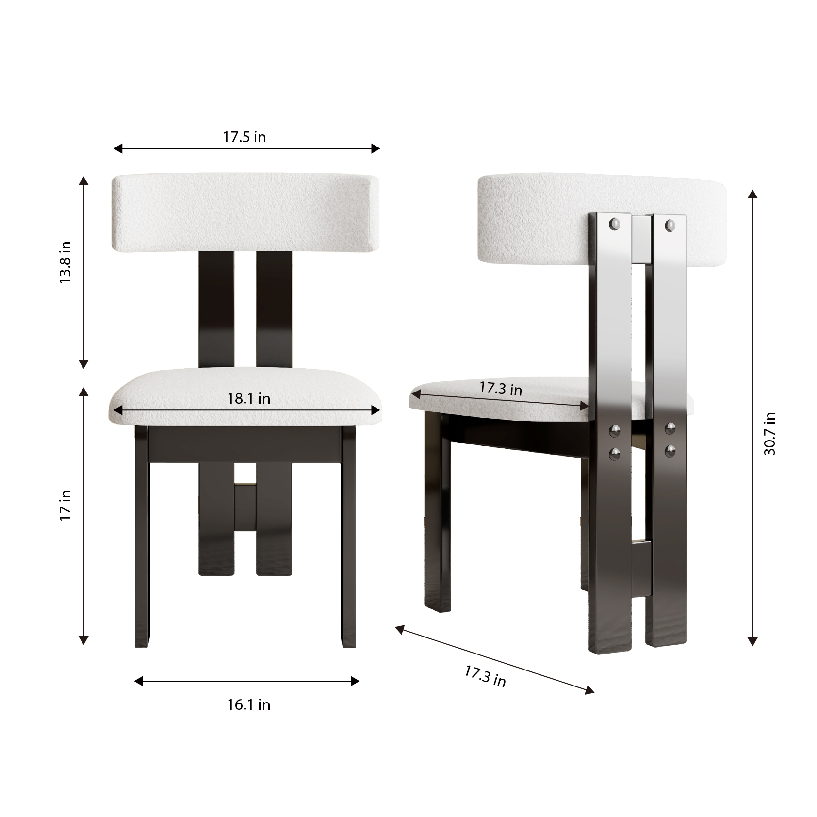Modern Pure White Velvet Dining Chairs (Set of 2)