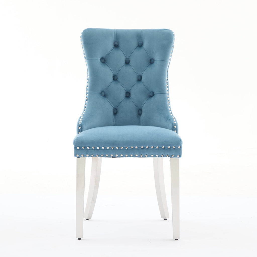 Modern High-end Tufted Solid Wood Velvet Dining Chairs (Set of 2)