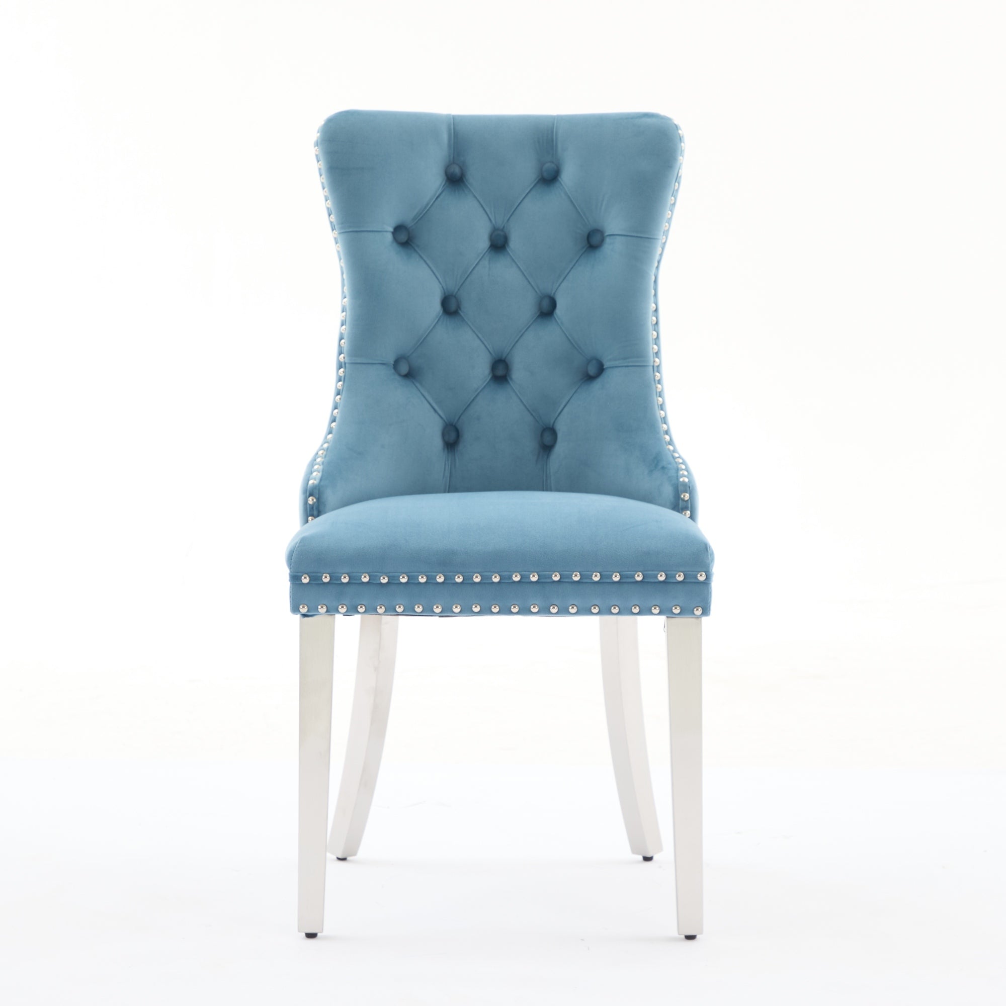 Modern High-end Tufted Solid Wood Velvet Dining Chairs (Set of 2)