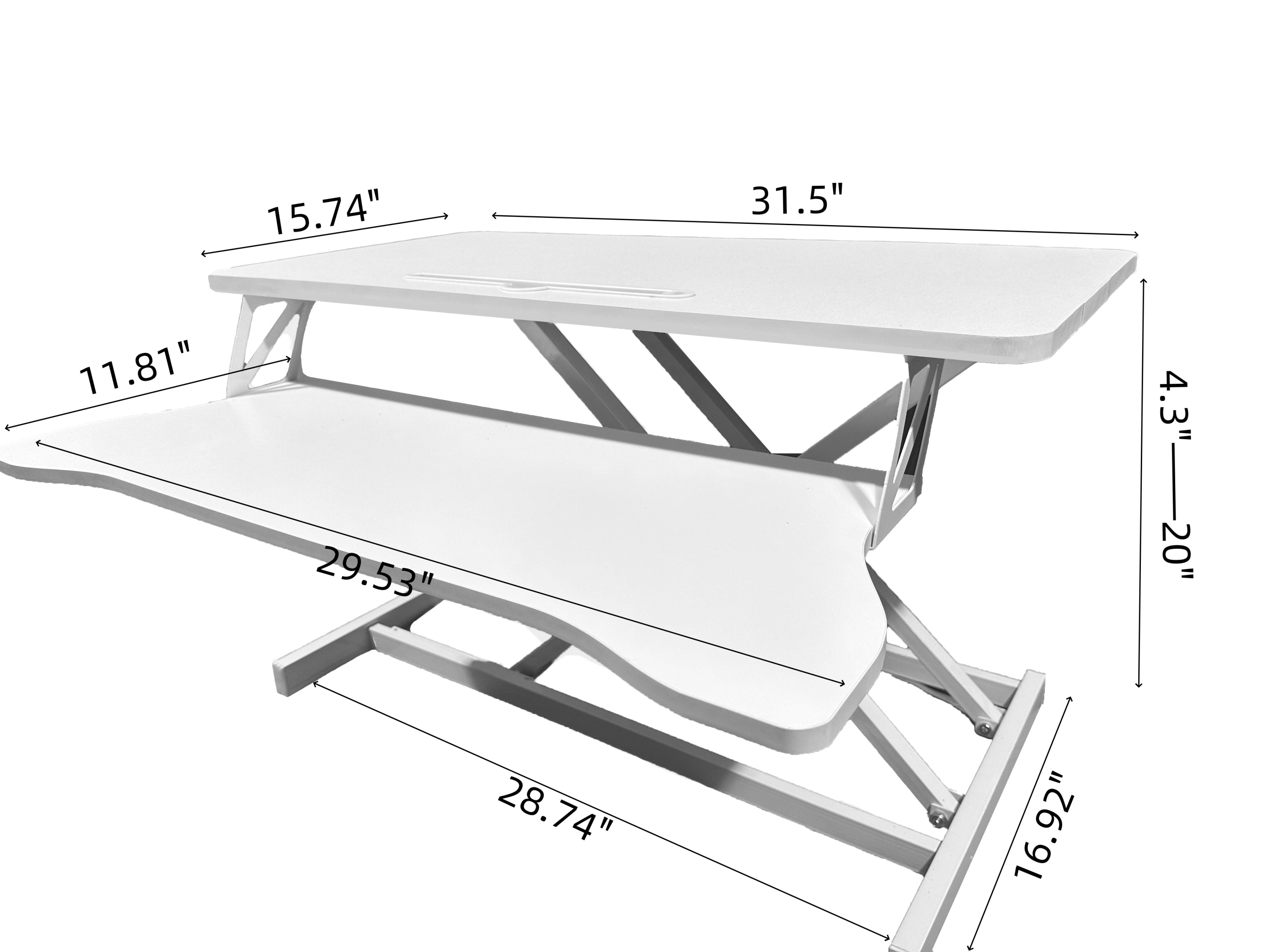 32 Inch Desk Converter Height Adjustable Sit to Stand Rise