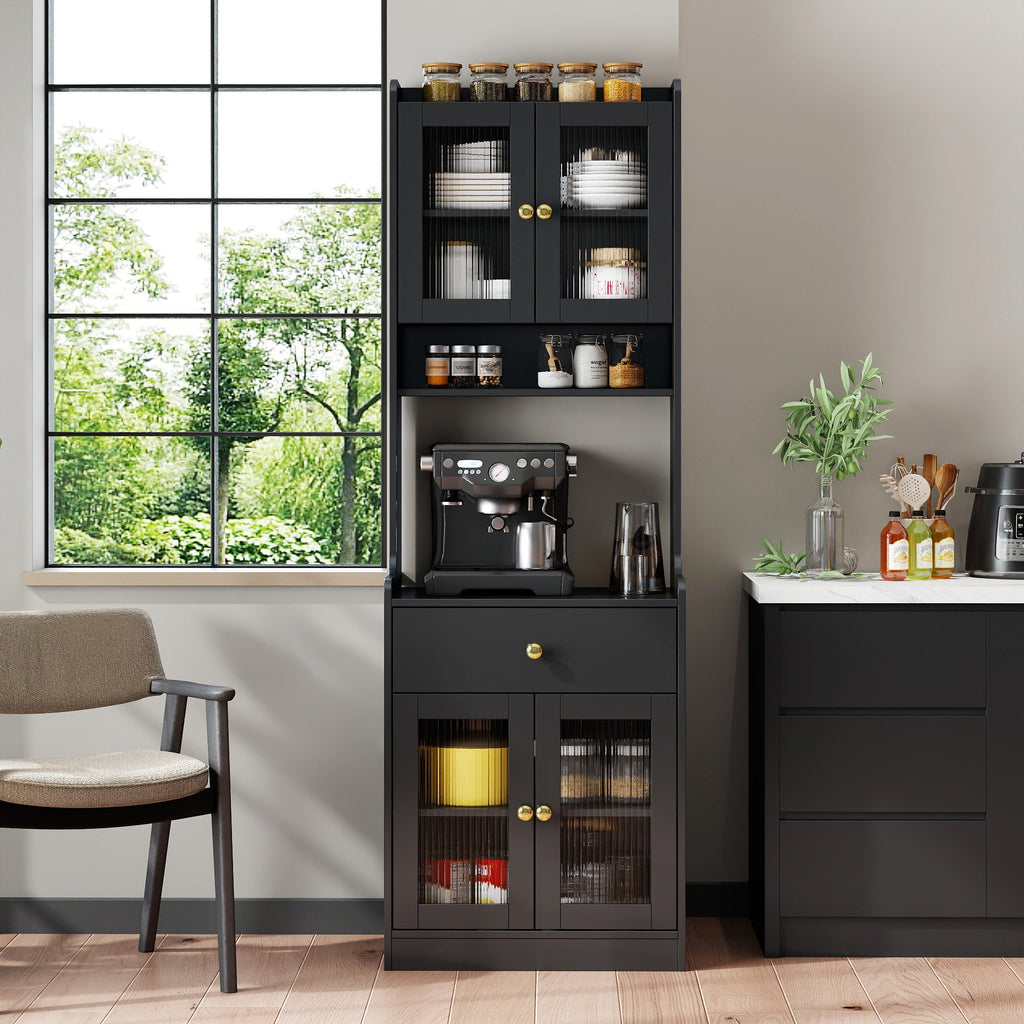 Farmhouse Kitchen Hutch Buffet Cabinet with Microwave Stand