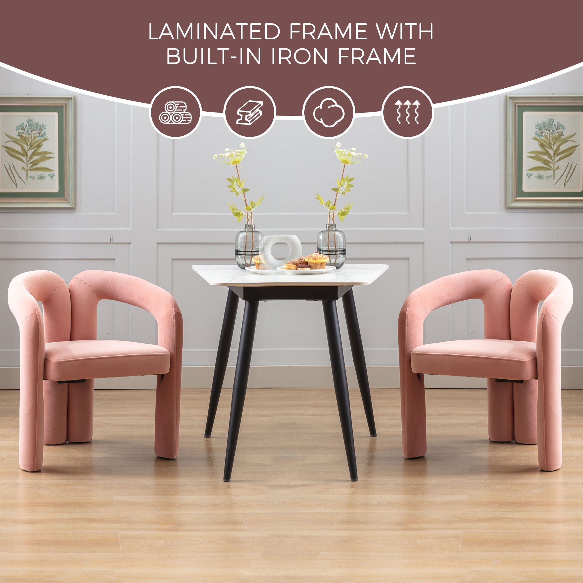 Contemporary Velvet Fabric Upholstered Accent Side Chairs (Set of 2)