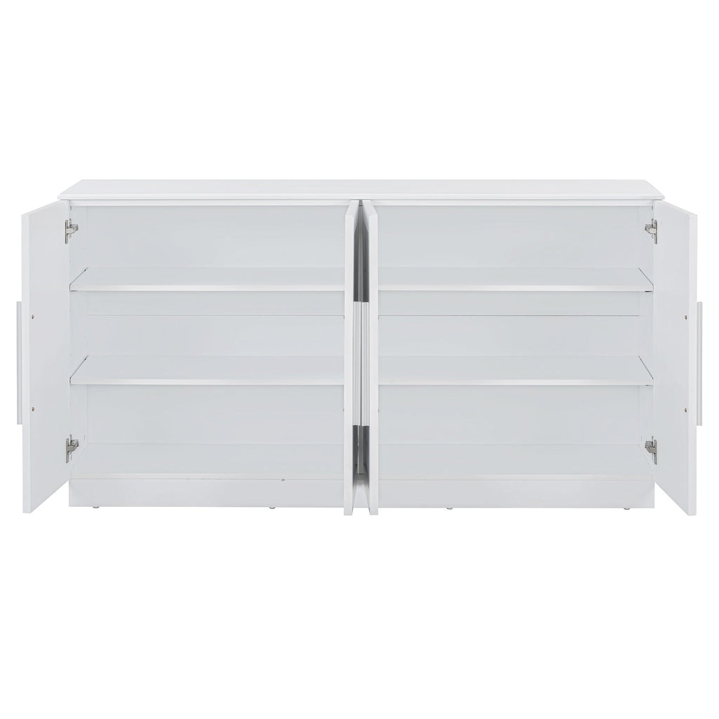 Buffet Cabinet with Adjustable Shelves and Silver Handles