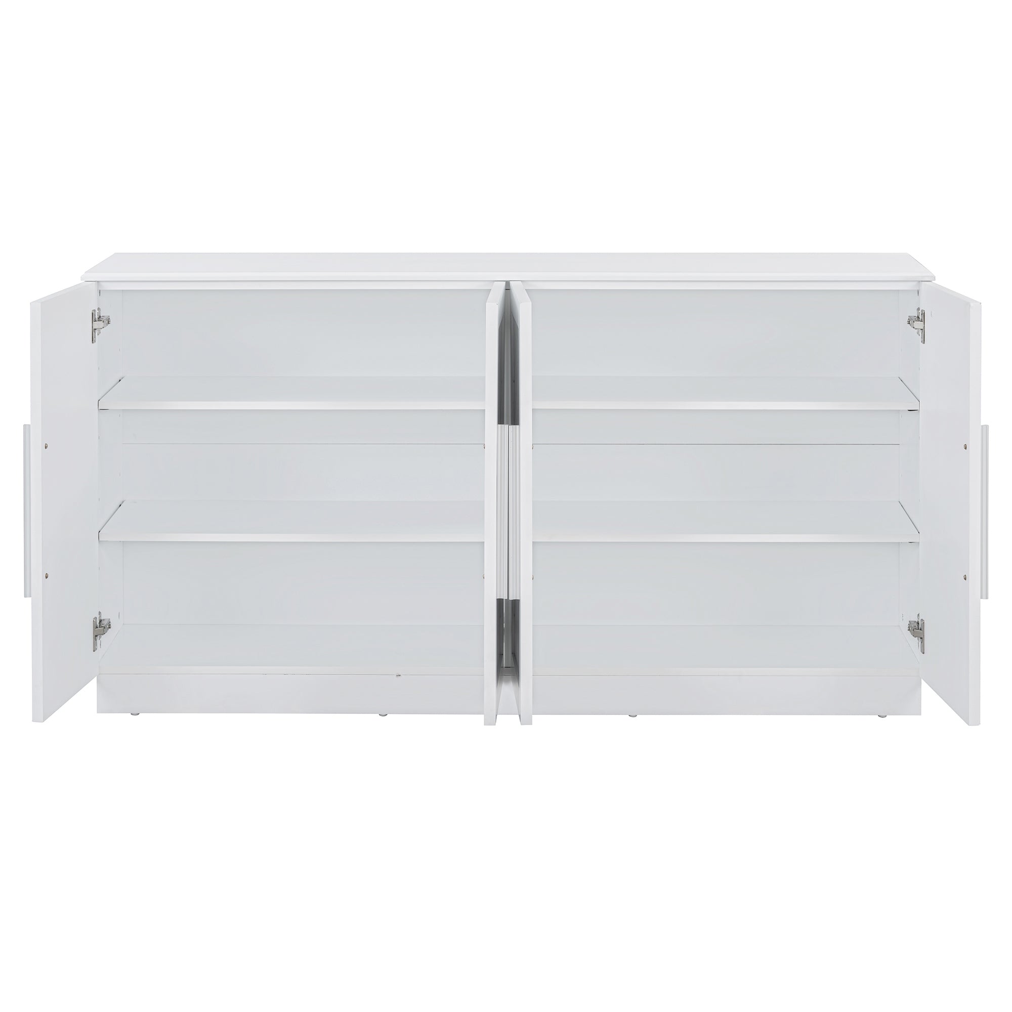 Buffet Cabinet with Adjustable Shelves and Silver Handles
