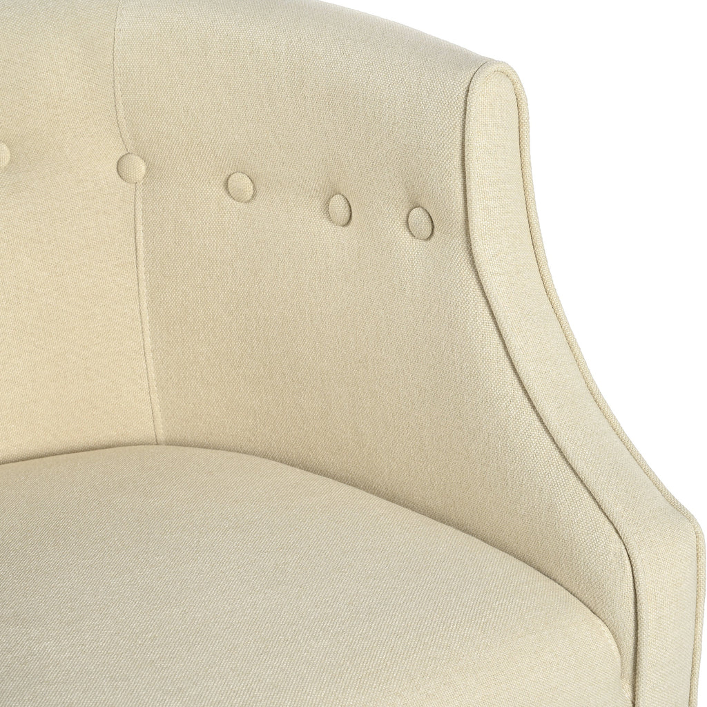 Modern Club Chair with Button-Tufted Back and Tonal Piping