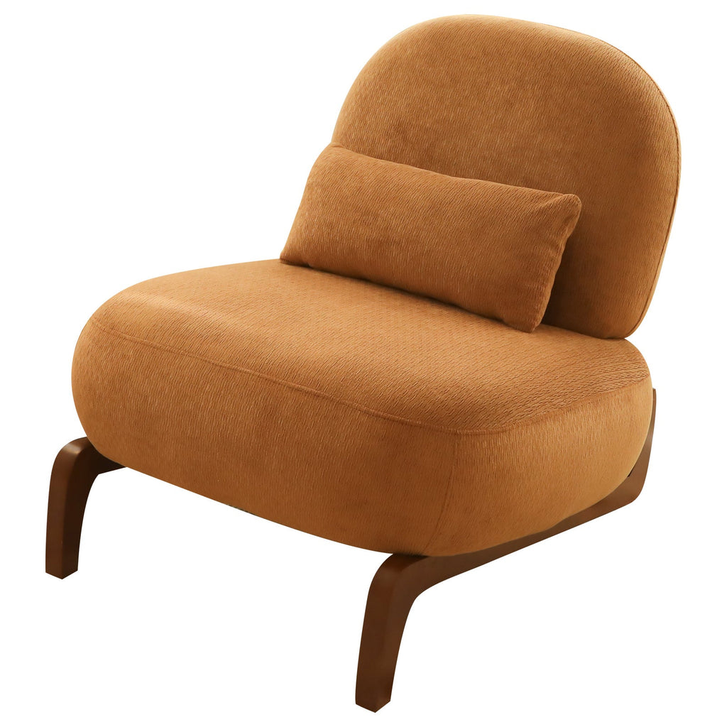 Velvet Accent Chair with Solid Wood Legs