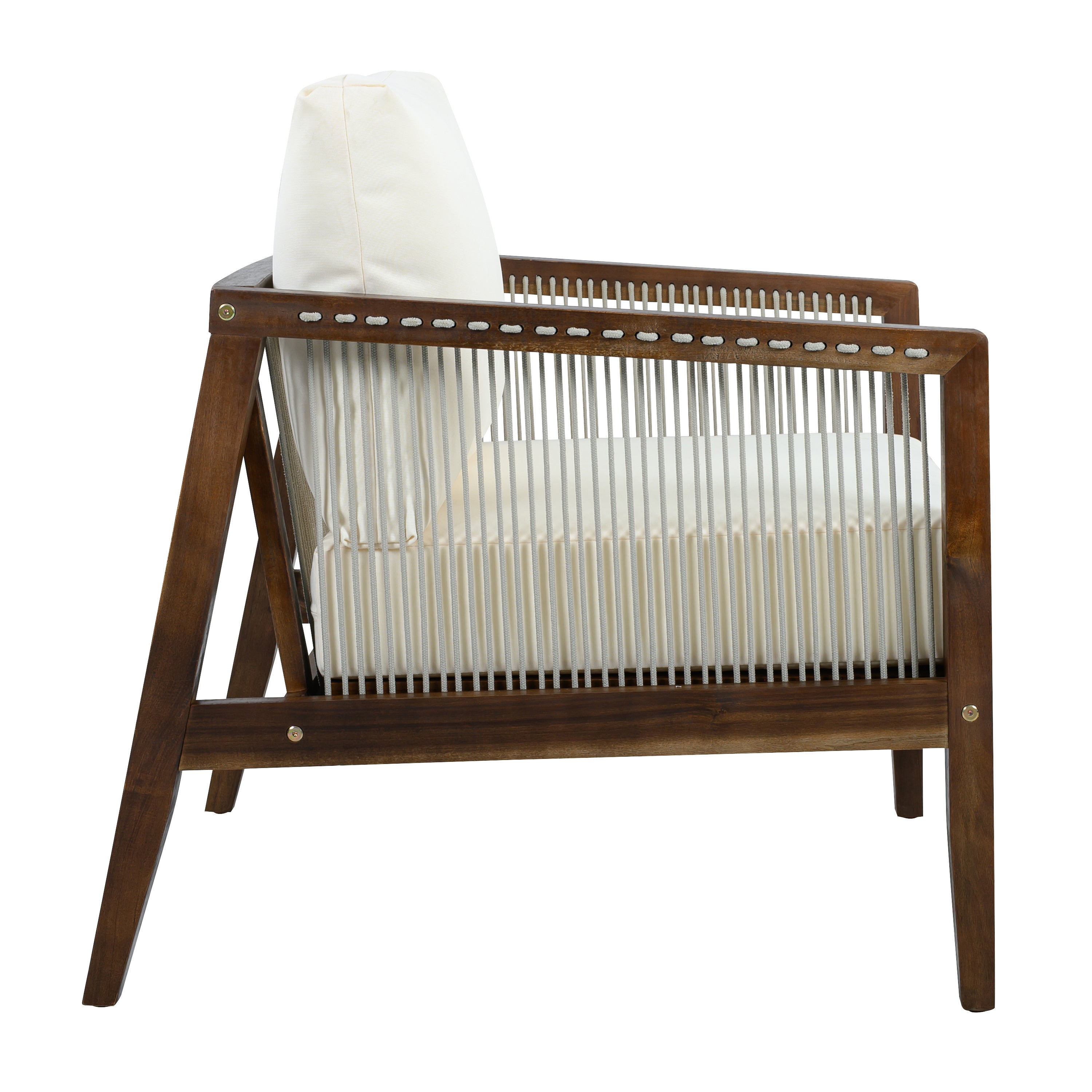 1PC/2PCS Acacia Wood Frame Outdoor Club Chair with Water-Repellent Cushions