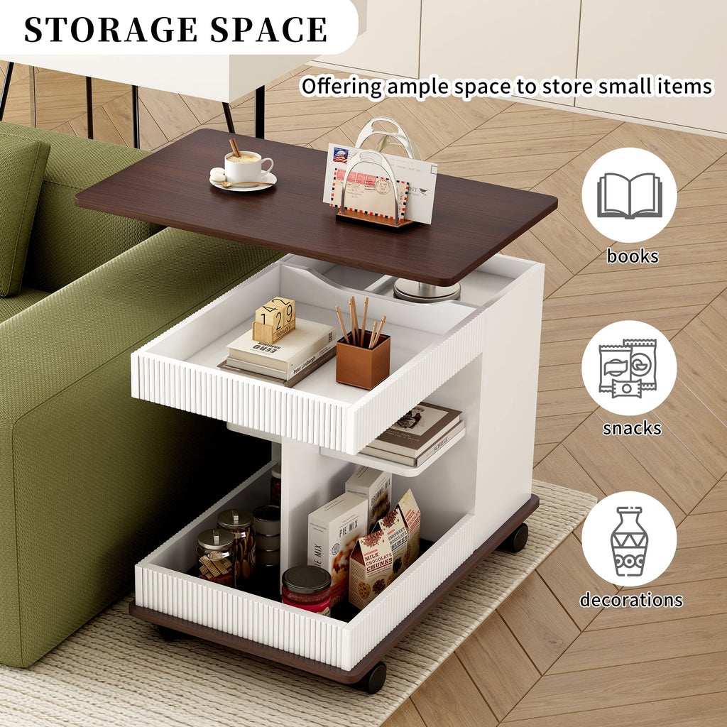 Modern Multifunctional Adjustable End Table with Wheels