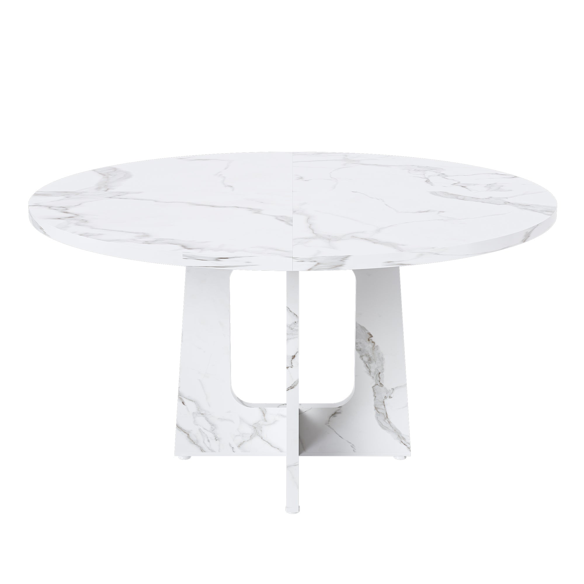 Modern 47.24' Round Dining Table with Marble White Finish