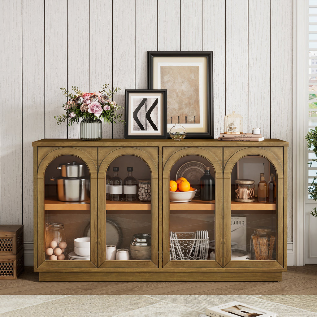 4-Door Large Arched Buffet  Storage Cabinet