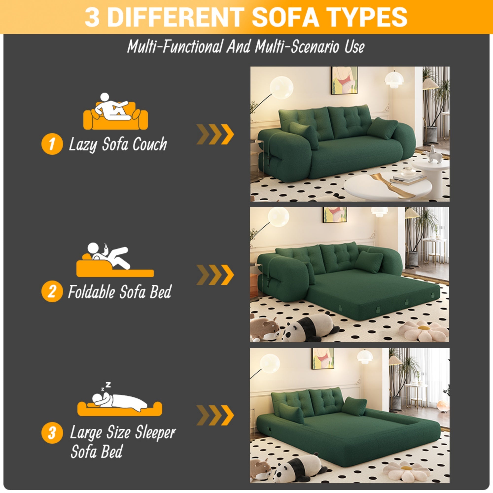78.7 ' Multi-Functional Teddy Foldable Sofa Bed