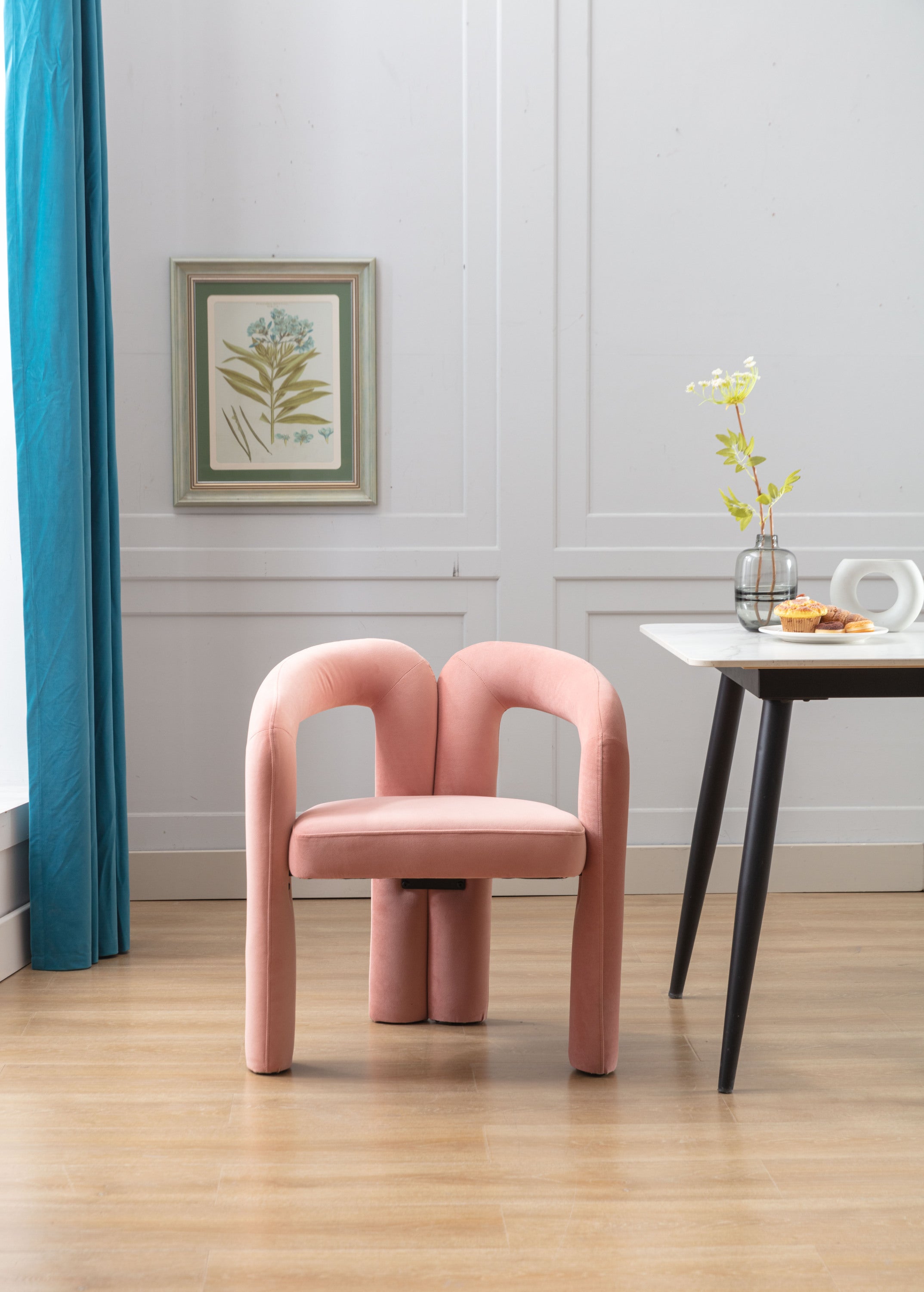 Contemporary Velvet Fabric Upholstered Accent Side Chairs (Set of 2)