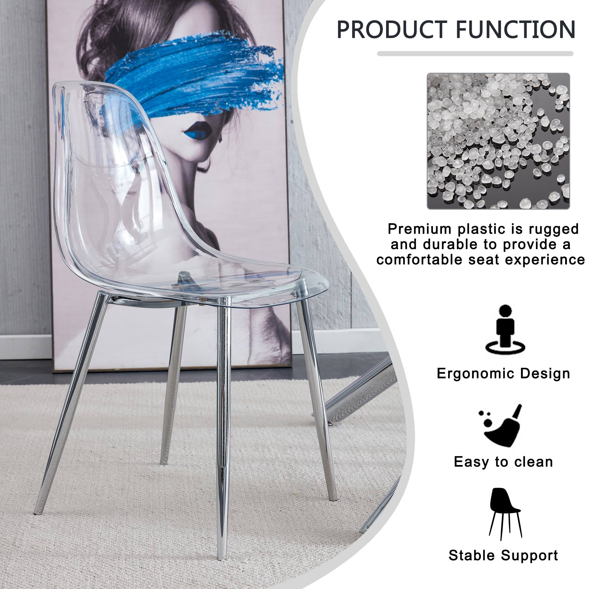 Modern Minimalist Transparent Metal Dining Chairs