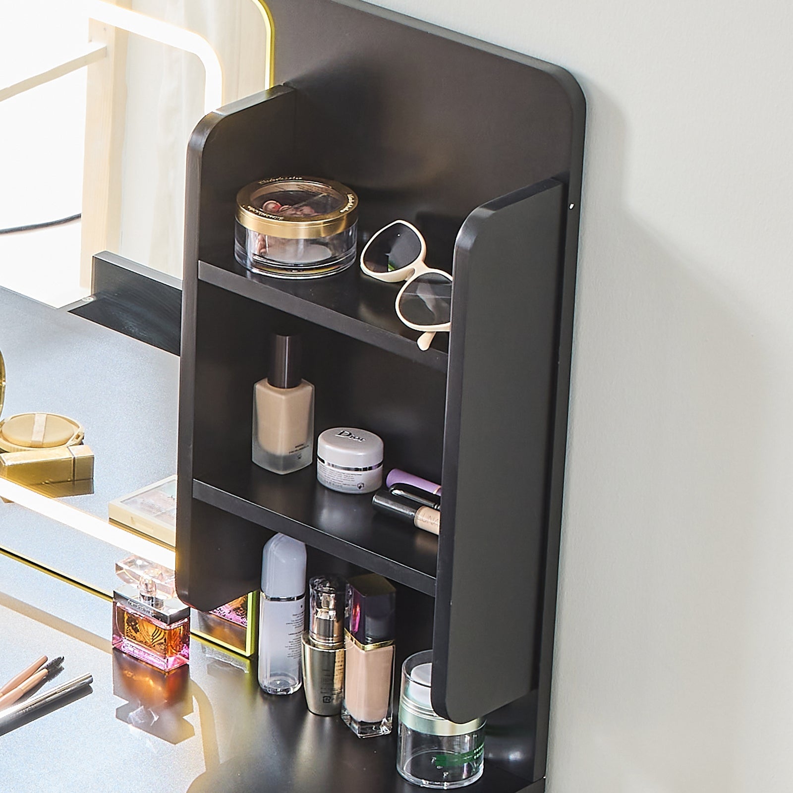Modern Makeup Vanity Desk with LED Lights and Mirror