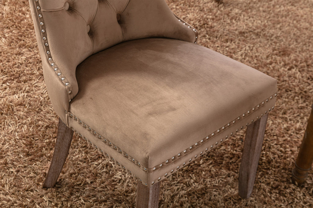 Modern High-end Tufted Solid Wood Velvet Dining Chair(Set of 2)