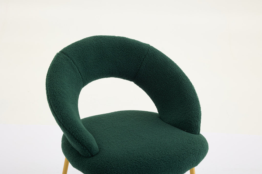Velvet/Teddy Fabric Dining Chairs with Curved Backrest