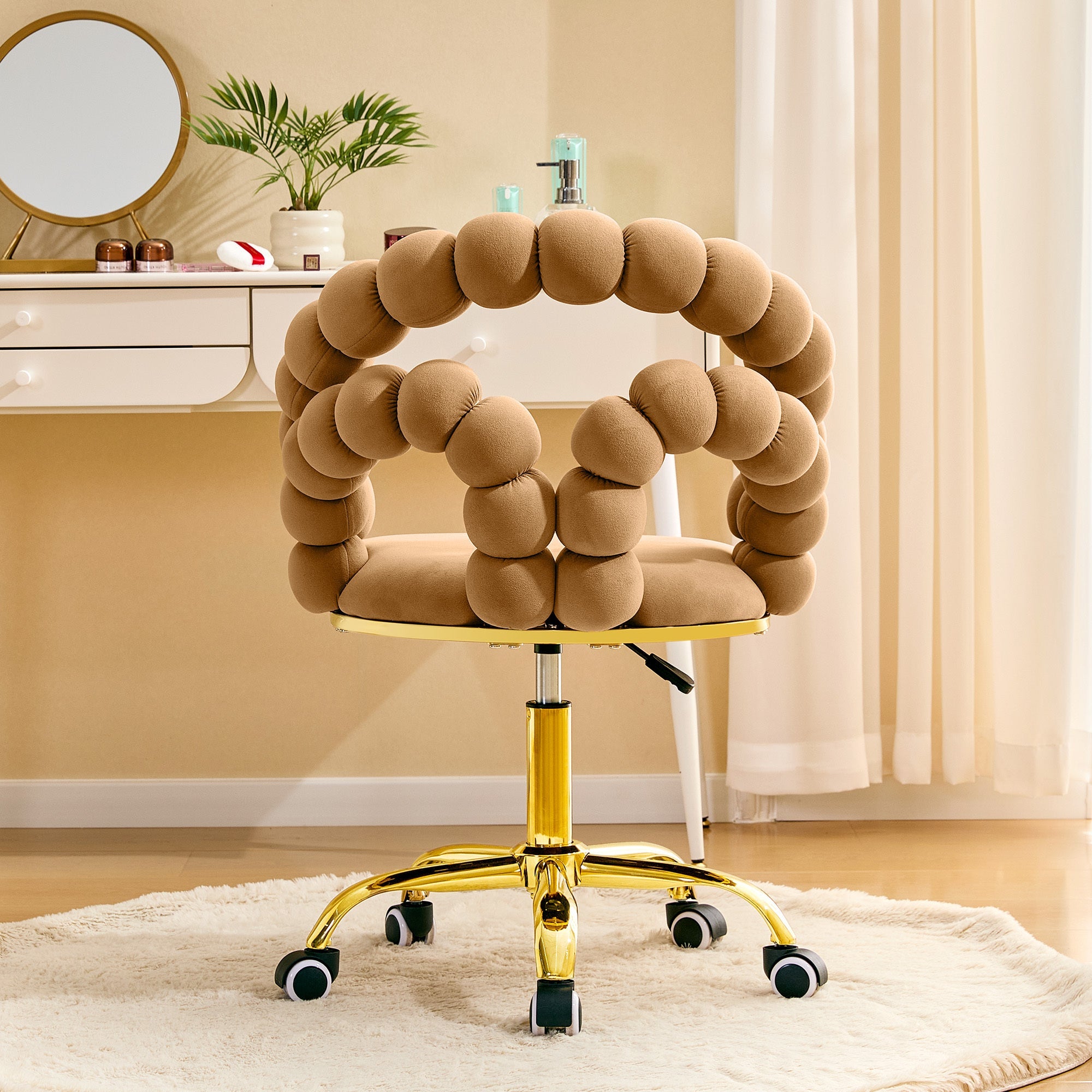Coloful Modern Velvet Adjustable Swivel Desk Chair with Bubble Back