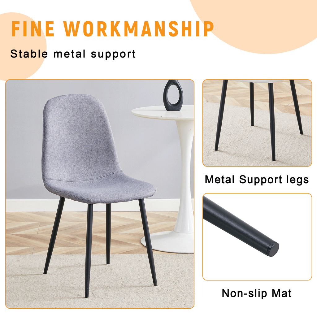 Luxury Simple Chair Black Linen Dining Chair  (Set of 4)