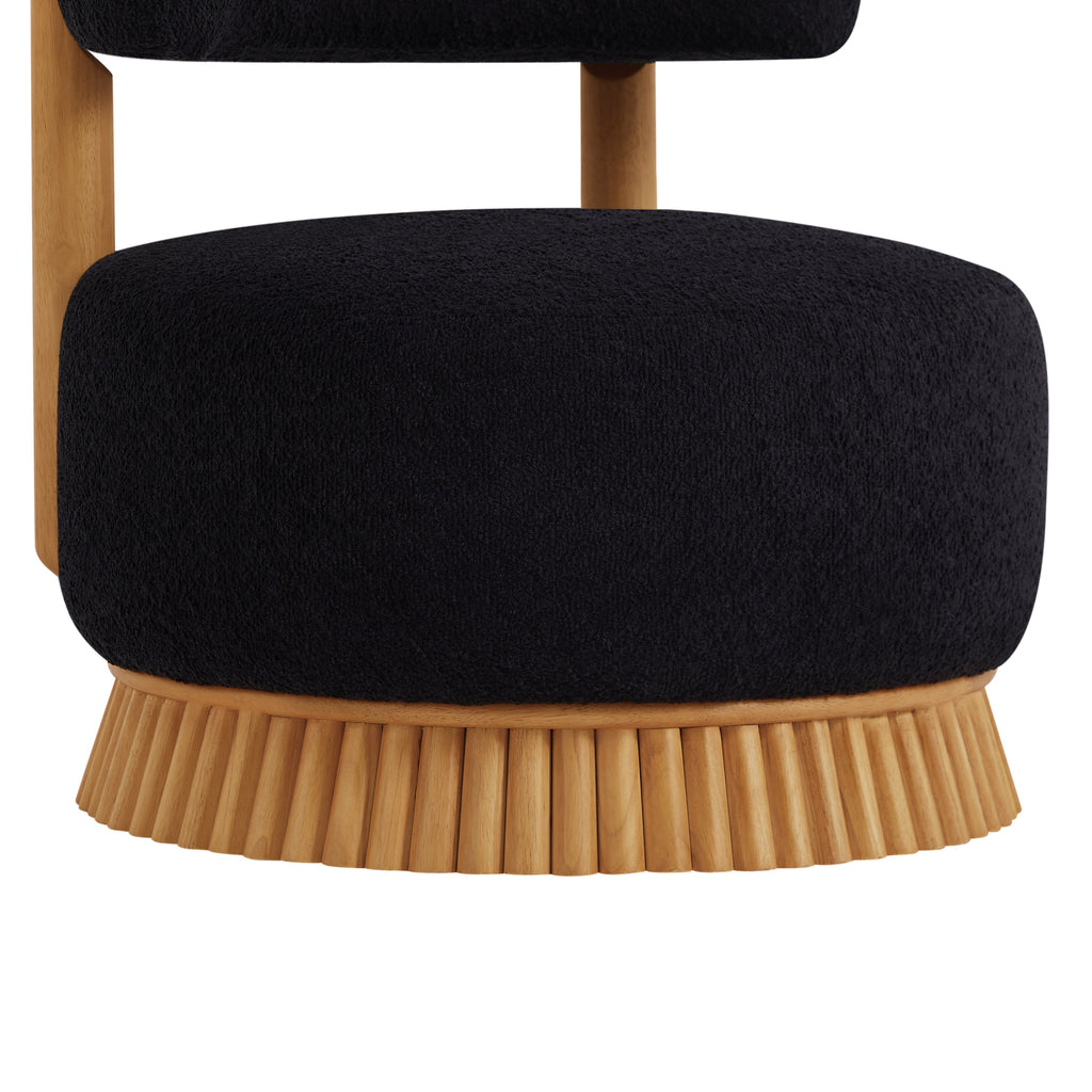 Modern Armless Chair with Wooden Base Featuring Thatched Roof Rod Design
