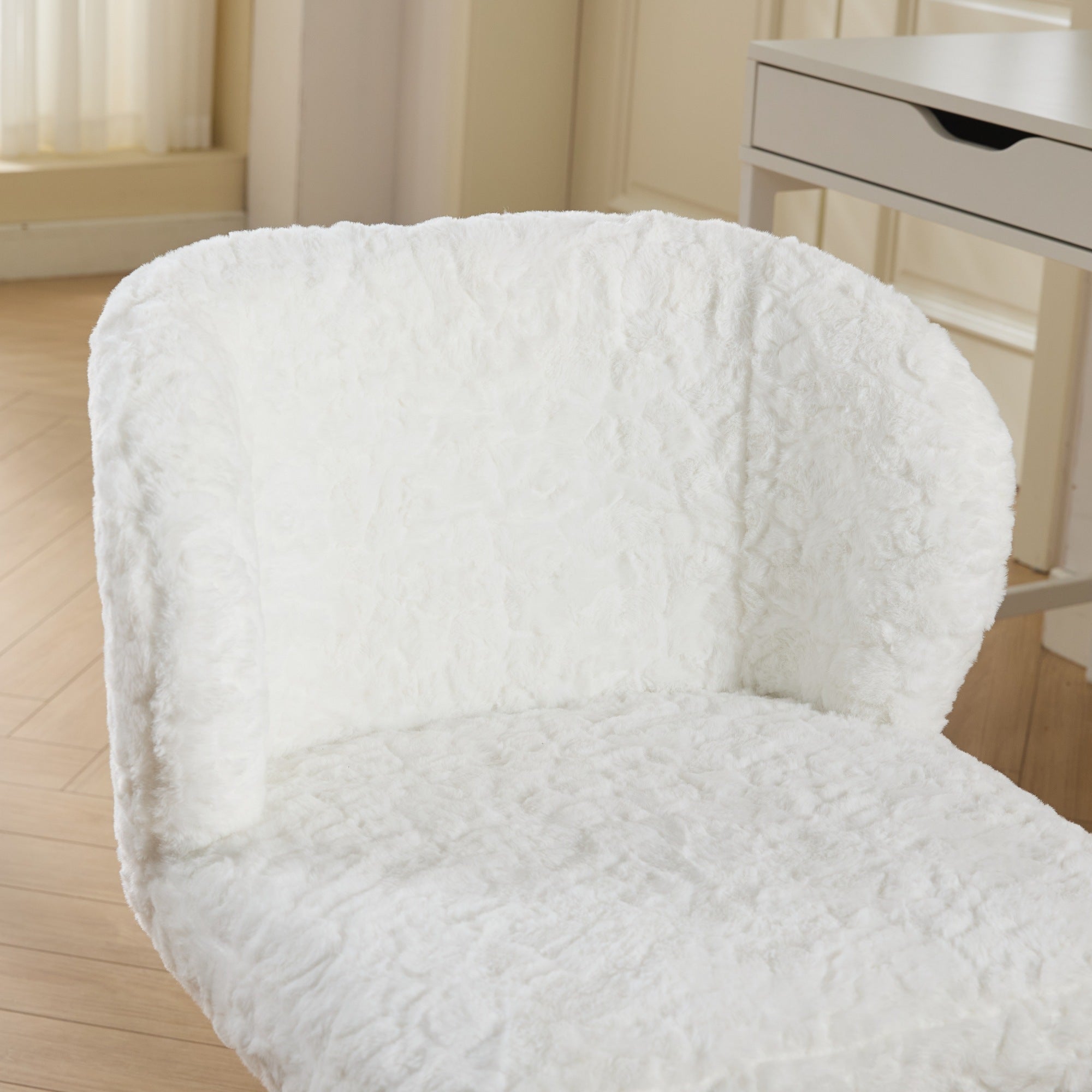 Artificial Rabbit Hair Adjustable Office Chair with Metal Base