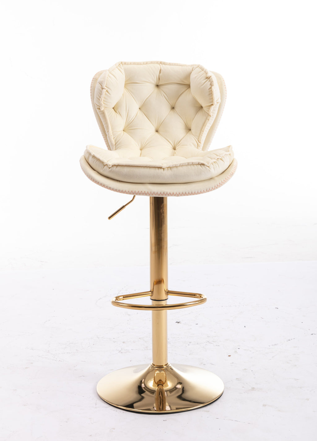 Velvet Bar Stools Set of 2 - Gold Base Adjustable Swivel Counter