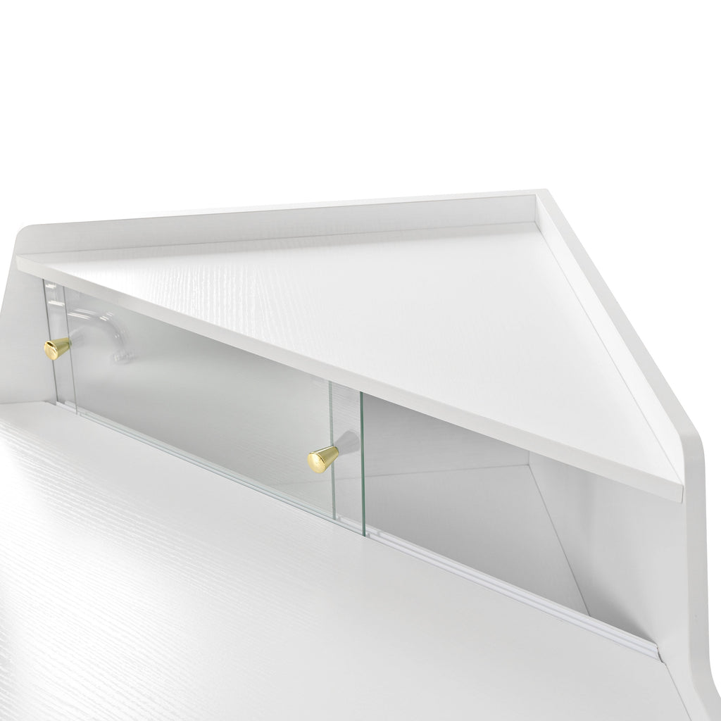 Modern Corner Vanity Set with Mirror and Stool