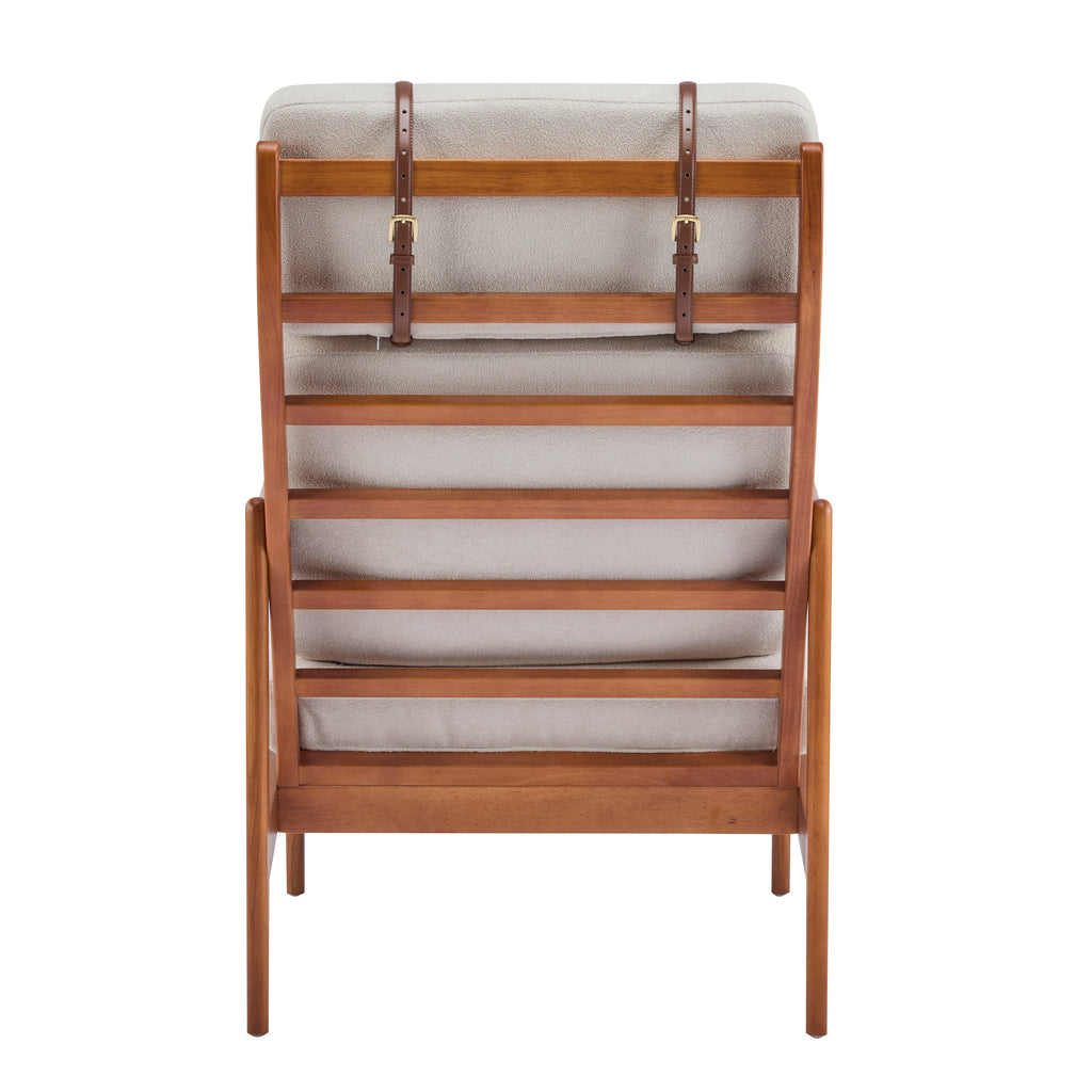 Modern Solid Wood Frame Ergonomic Accent Armchair with High Back