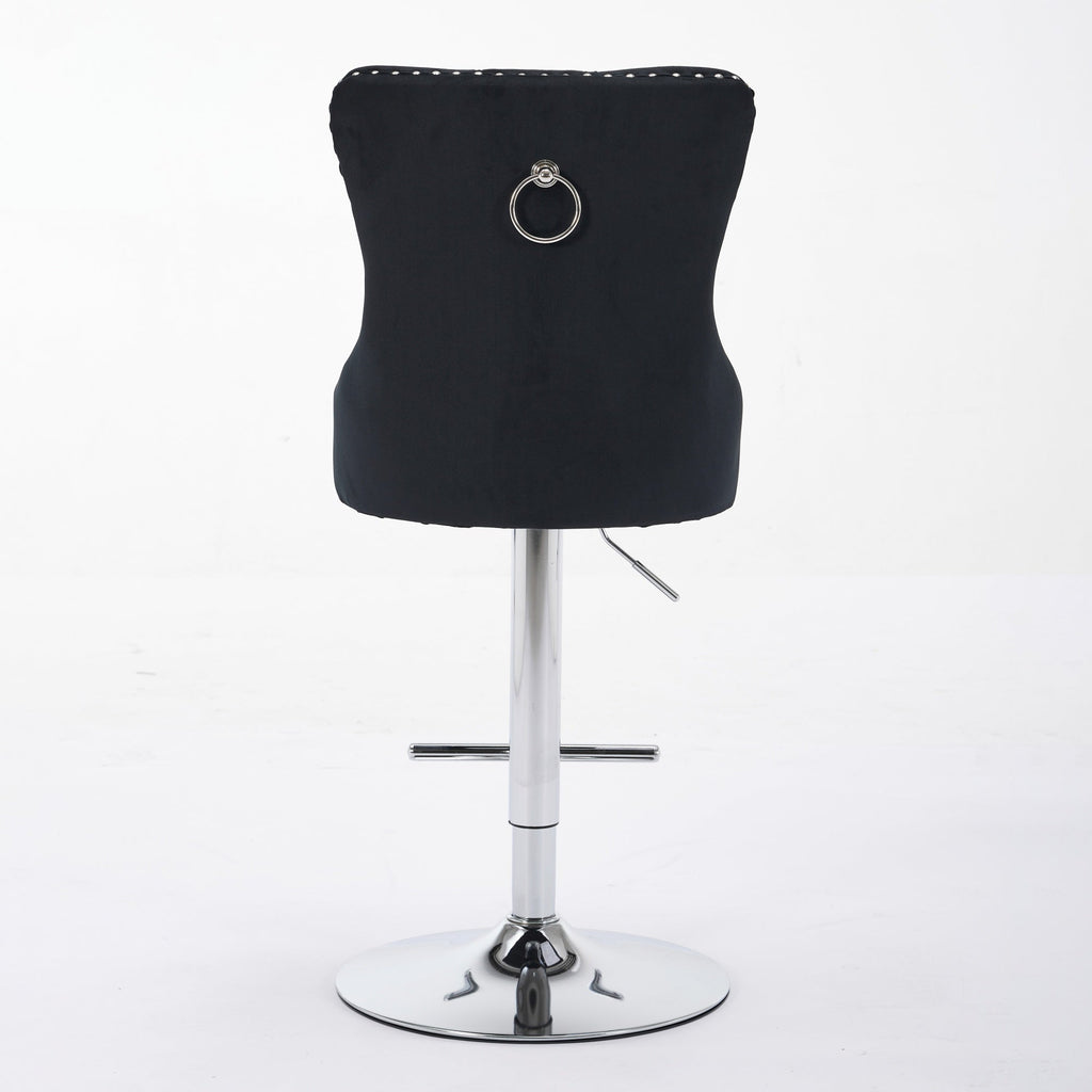 Modern Upholstered Swivel Velvet Barstools (Set of 2)