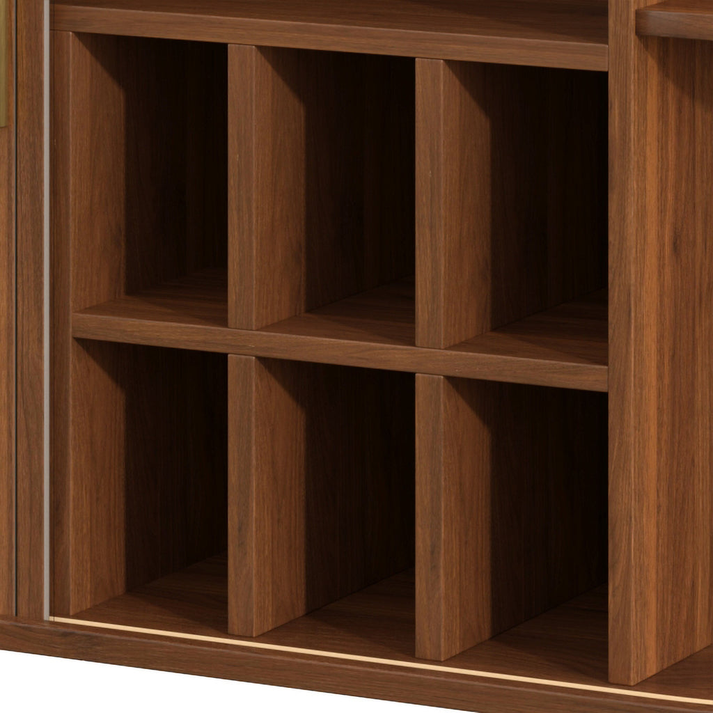 39" Fluted Liquor and Coffee Bar Cabinet with Wine Racks Glass Holders Storage