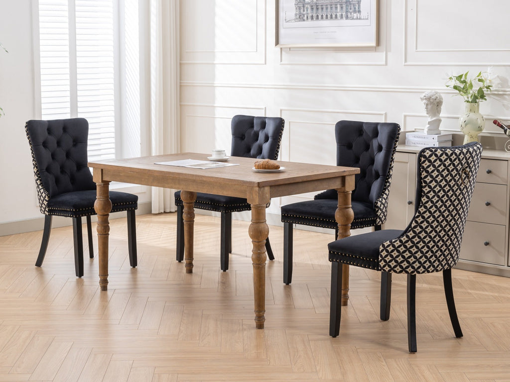 Modern High-end Tufted Solid Wood Velvet Dining Chair(Set of 2)