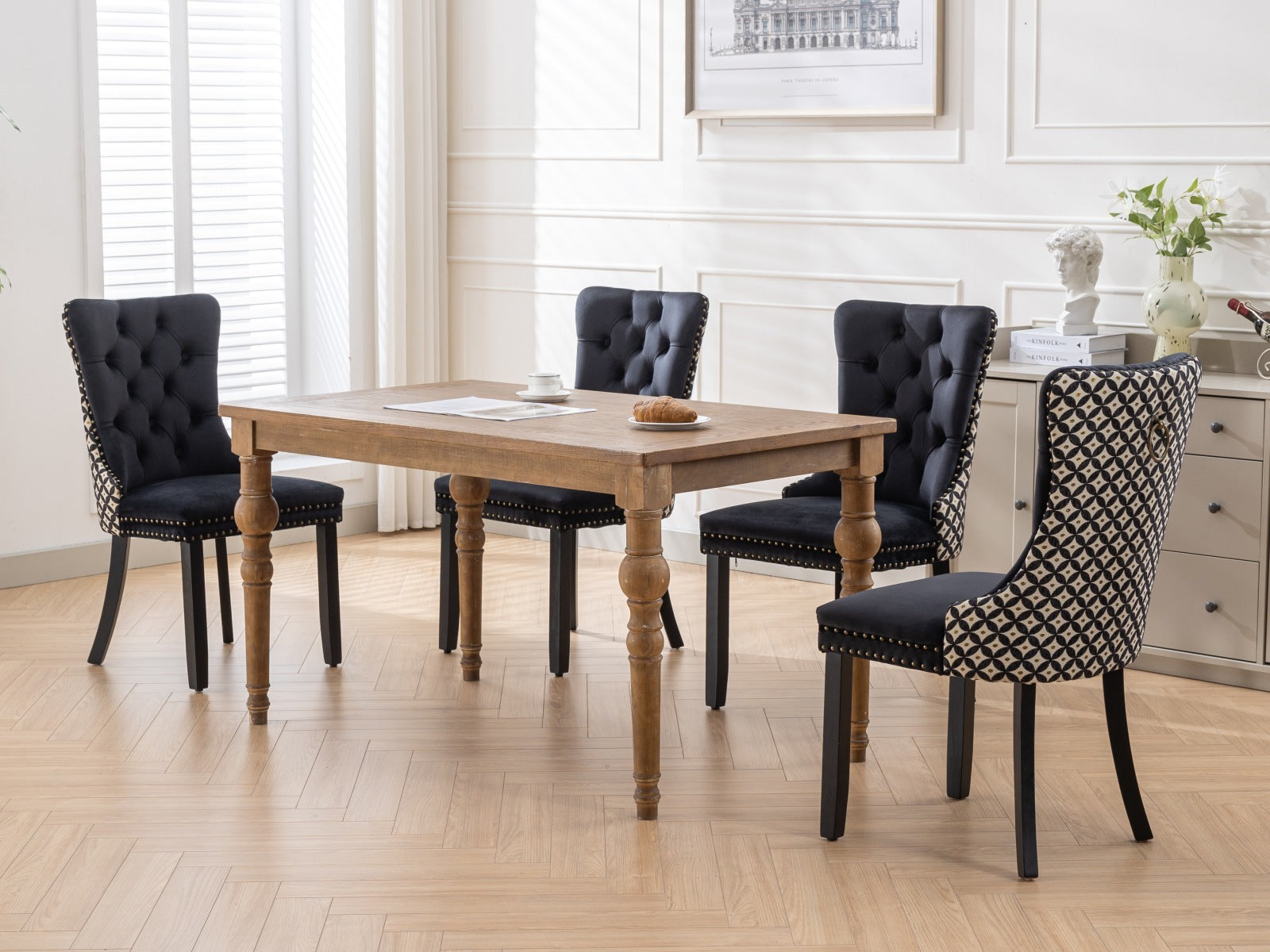 Modern High-end Tufted Solid Wood Velvet Dining Chair(Set of 2)