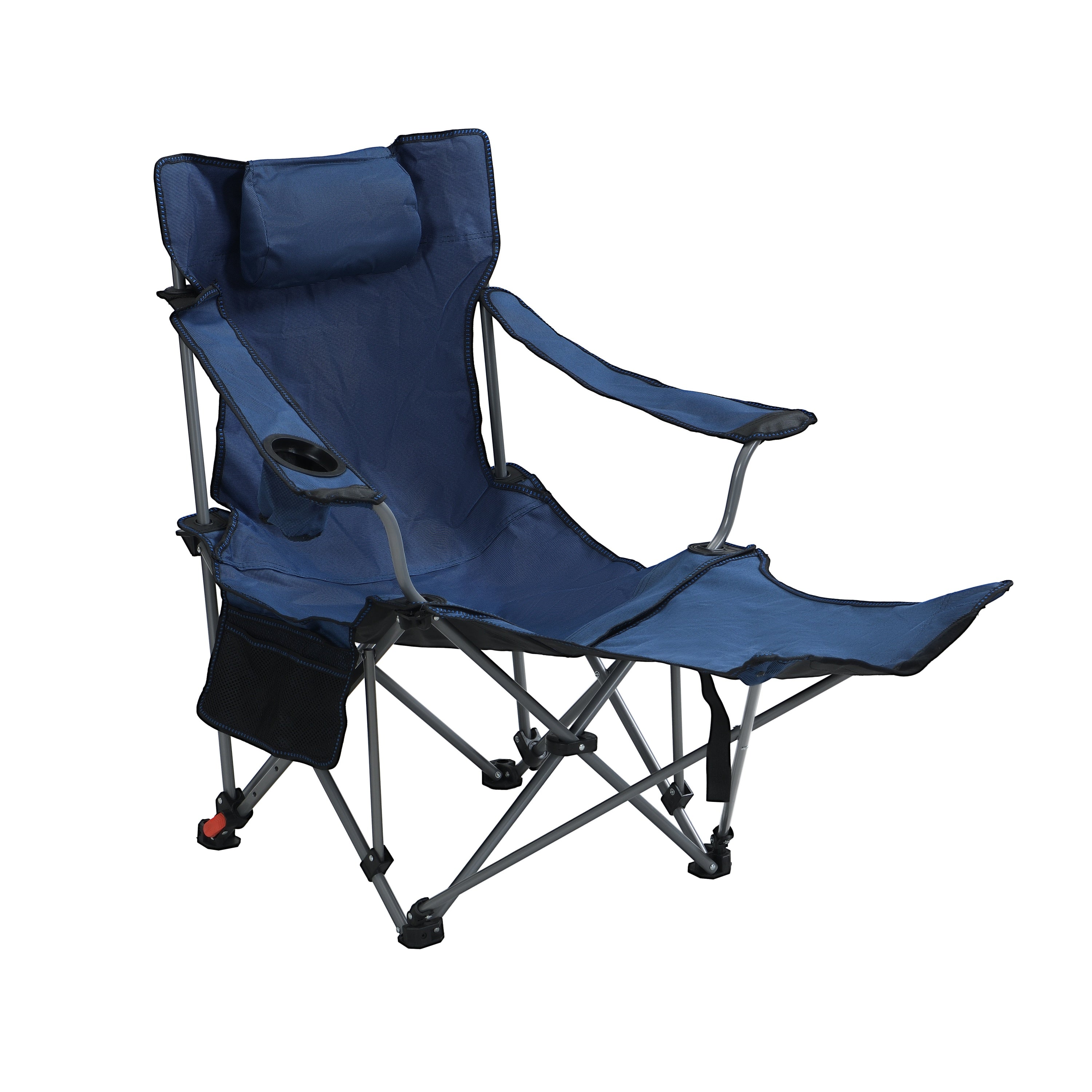 Outdoor Camping Chair Folding Reclining with Side Pockets and Cup Holder