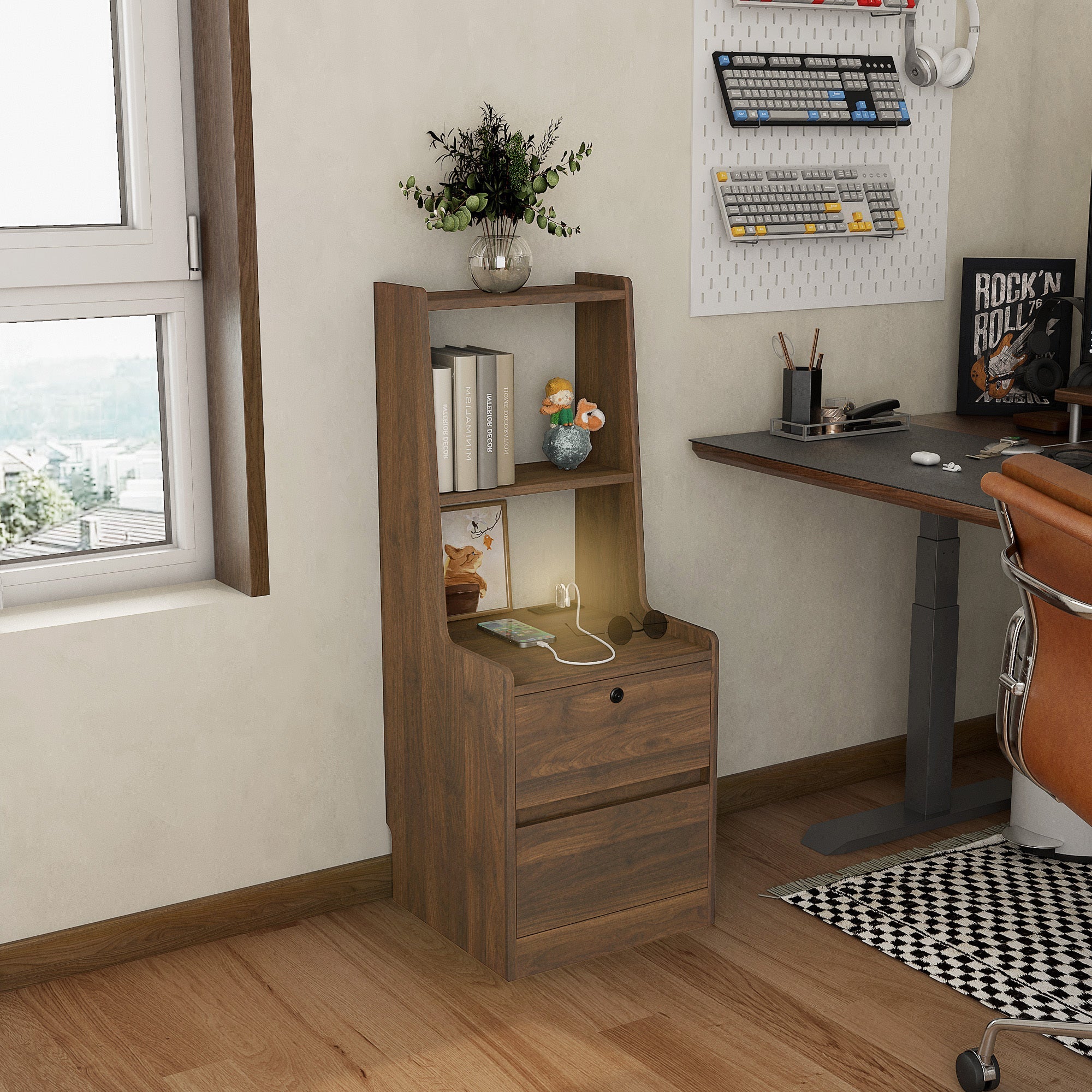 Modern Smart Nightstand with Charging Station