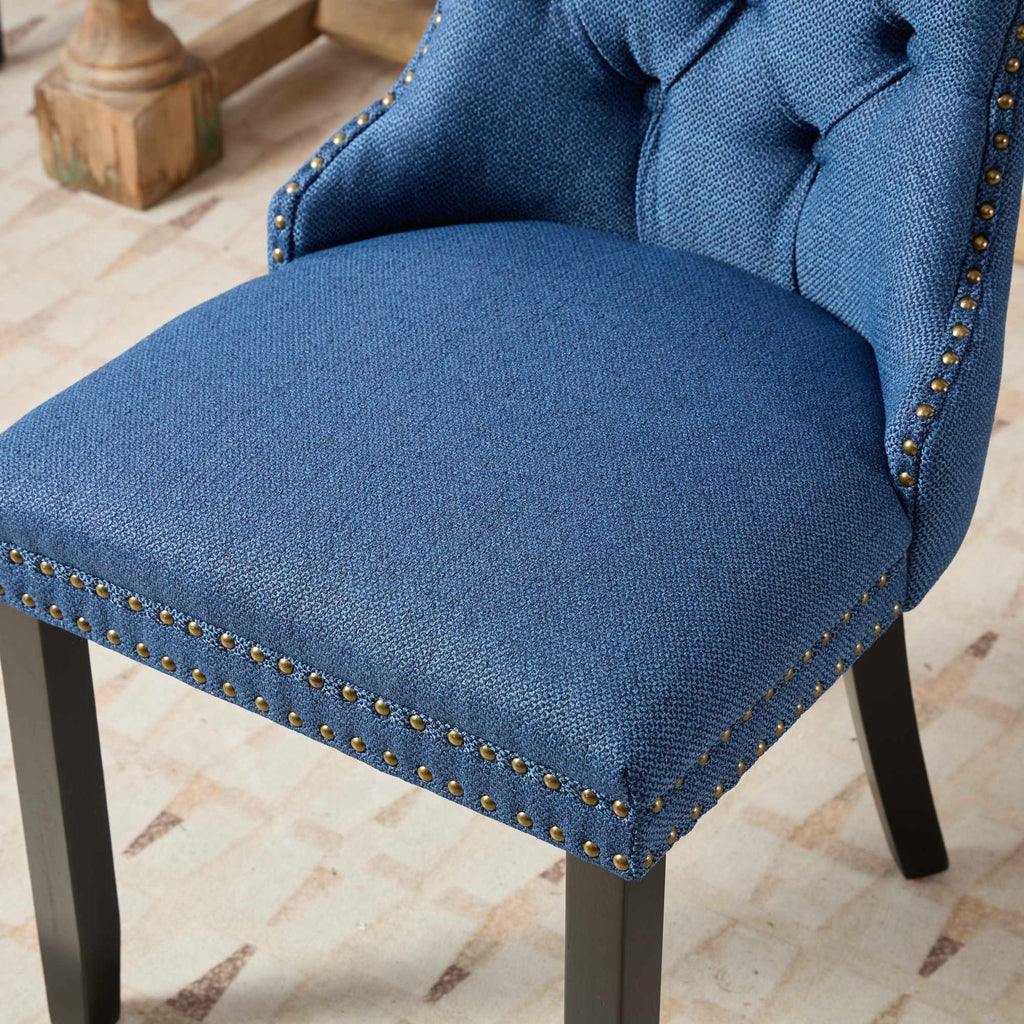 Linen Contemporary Tufted Flax Upholstered Dining Chairs (Set of 2)