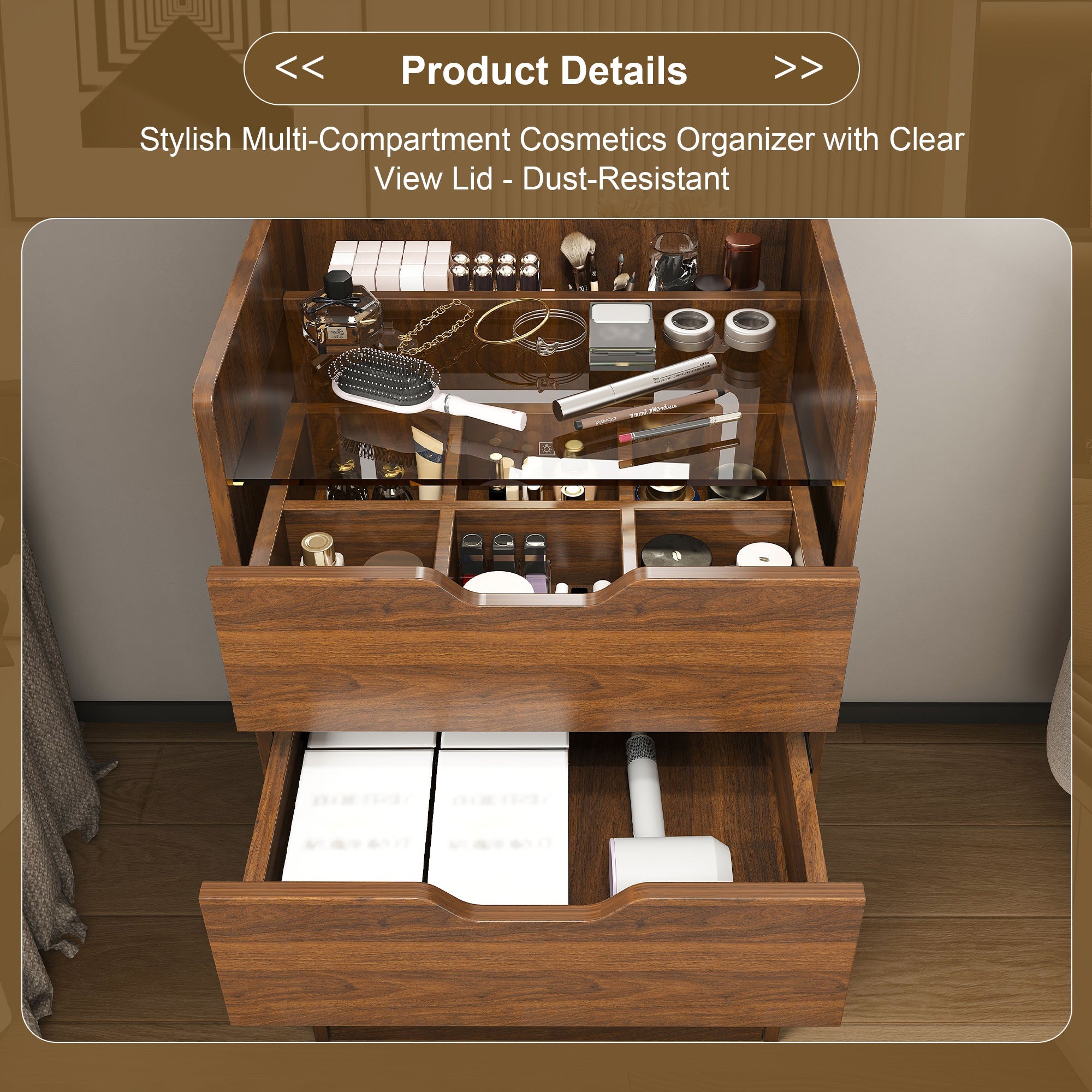 18.9'L 3-in-1 Vanity Desk with Lighted Mirror & Stool