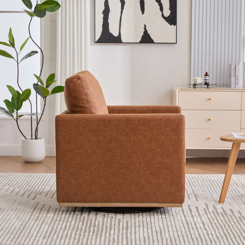 Modern Square Chenille Upholstered Swivel Accent Chair