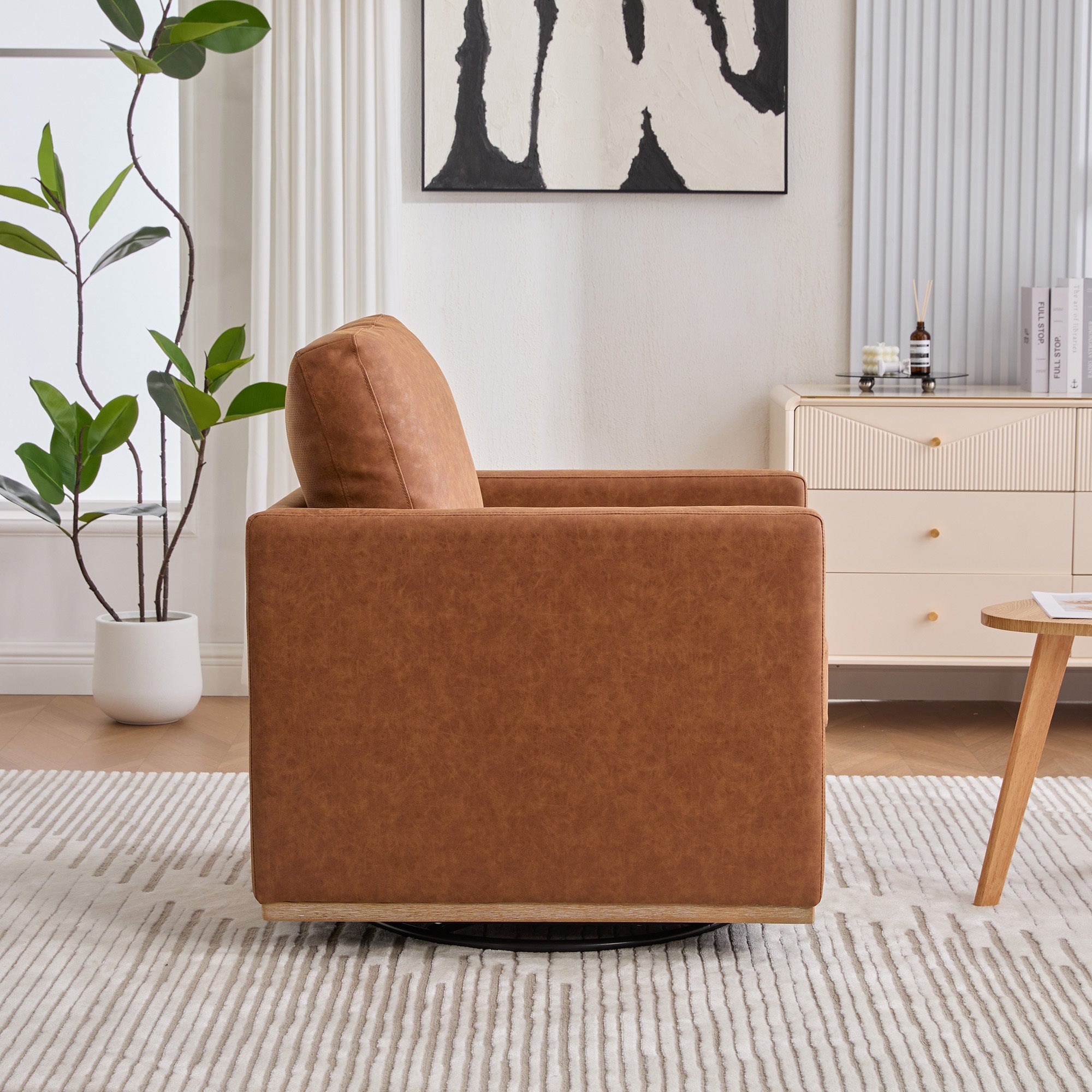 Modern Square Chenille Upholstered Swivel Accent Chair