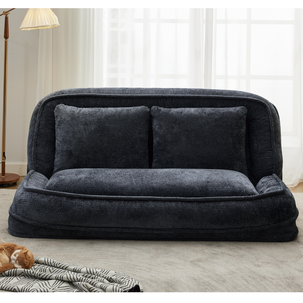 2-in-1 Extra Large Chenille Floor Couch Loveseat for Humans & Dogs