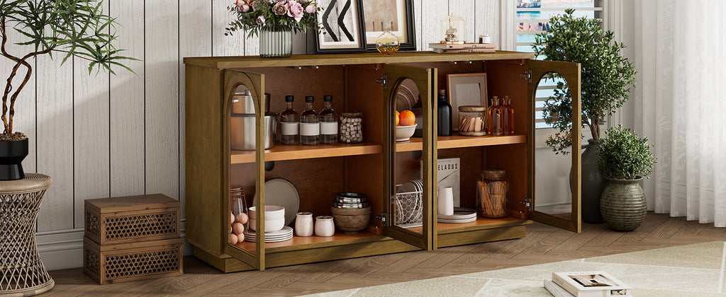 4-Door Large Arched Buffet  Storage Cabinet