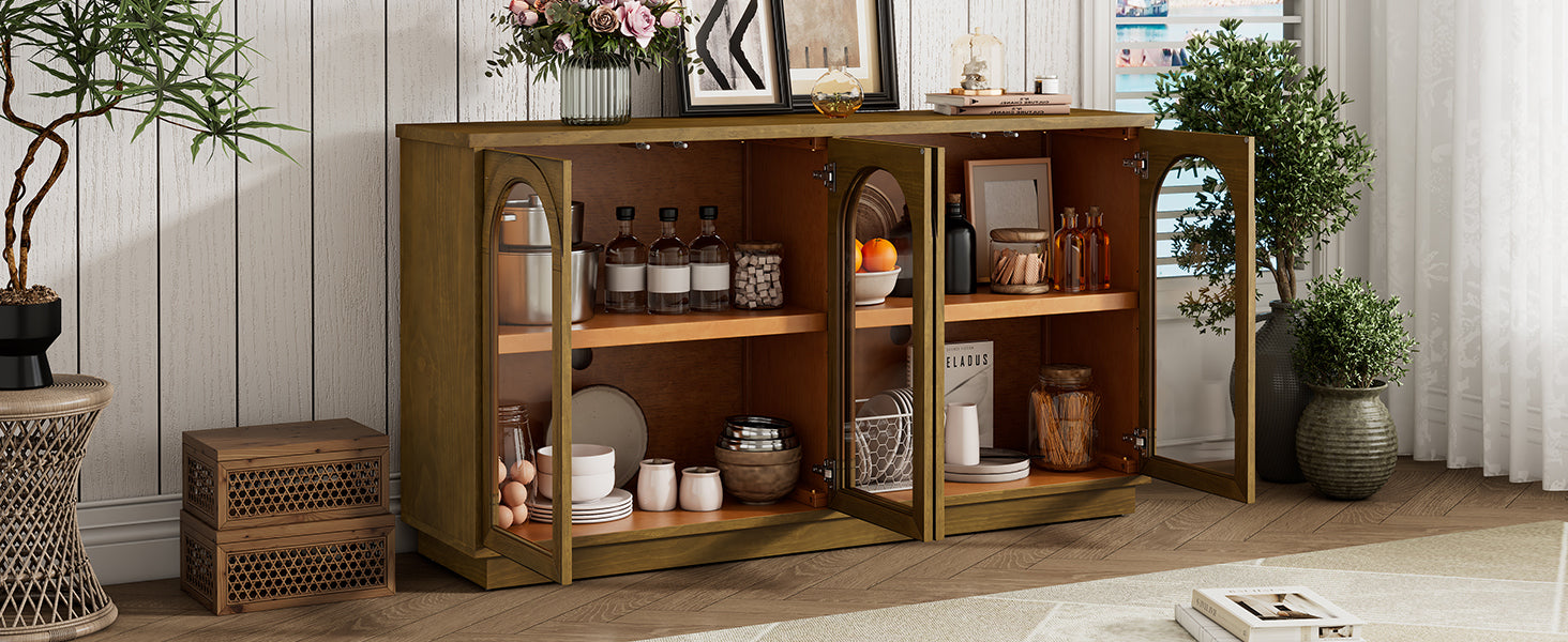 4-Door Large Arched Buffet  Storage Cabinet