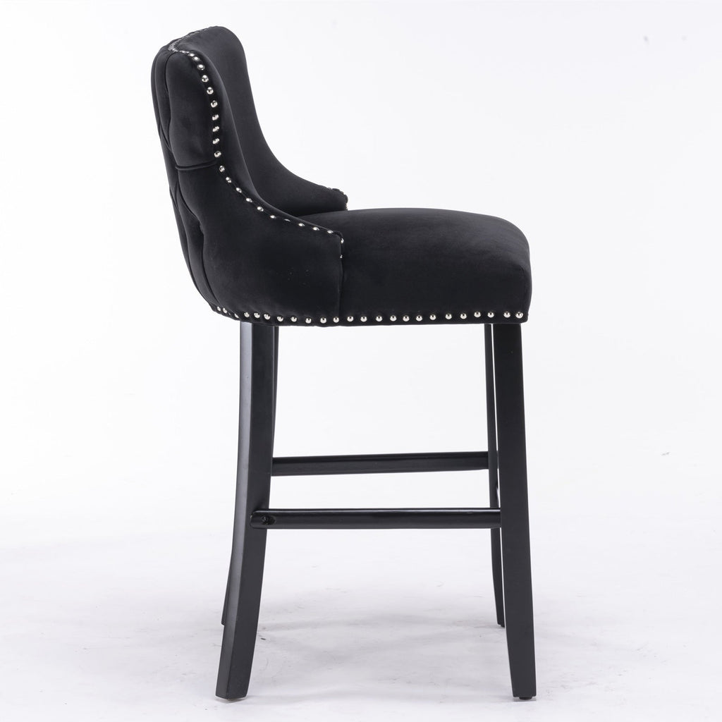 Leisure Style Velvet Upholstered Wing-Back Barstools (Set of 2)
