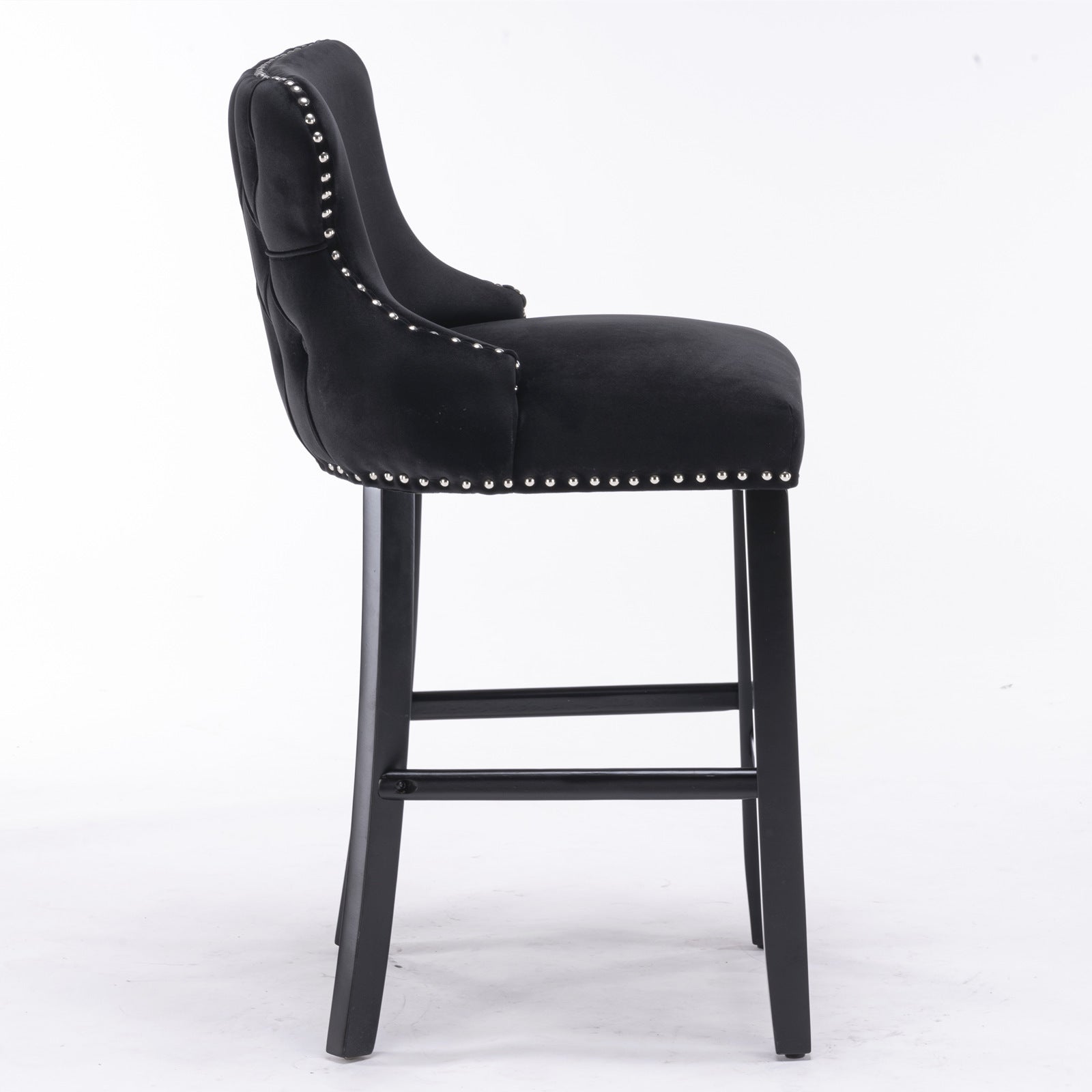 Leisure Style Velvet Upholstered Wing-Back Barstools (Set of 2)