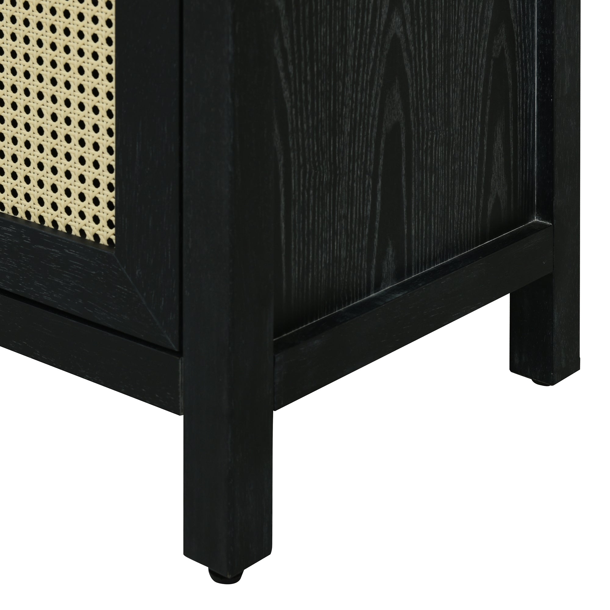 Bohemian Style Rattan Storage Cabinet with 3-position Adjustable Shelves
