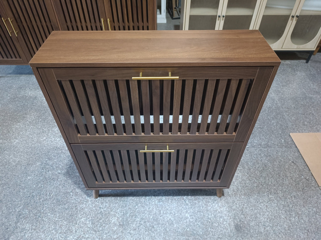 Medieval Modern Walnut Shoe Storage Cabinet